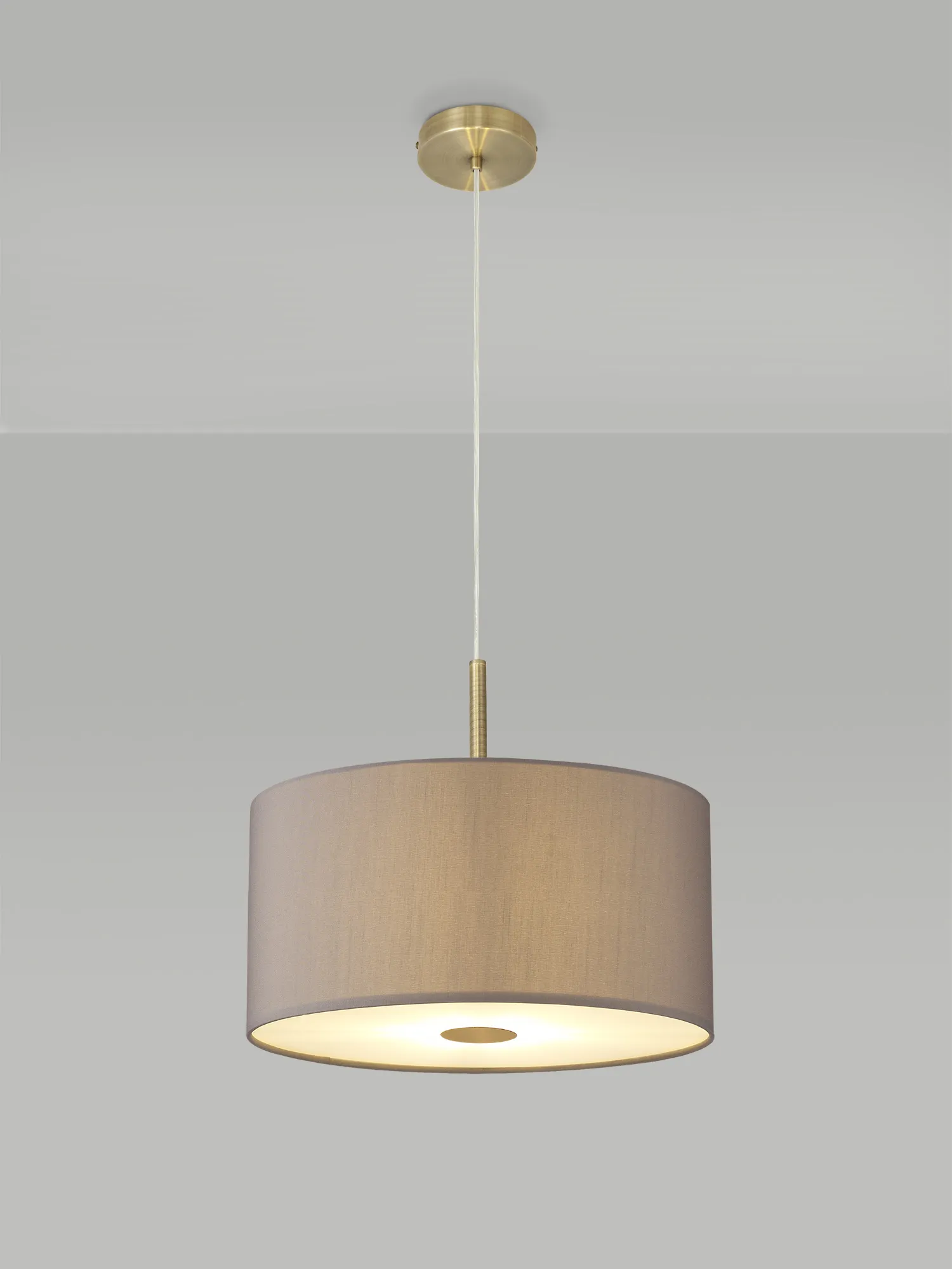 Baymont 40cm 5 Light Pendant Antique Brass, Grey/White, Frosted Diffuser DK0516  Deco Baymont AB GR